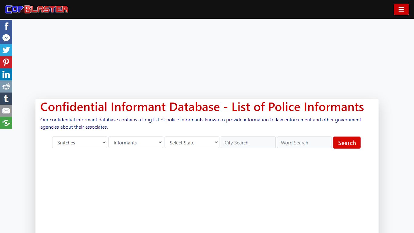 Confidential Informant Database - List of Police Informants